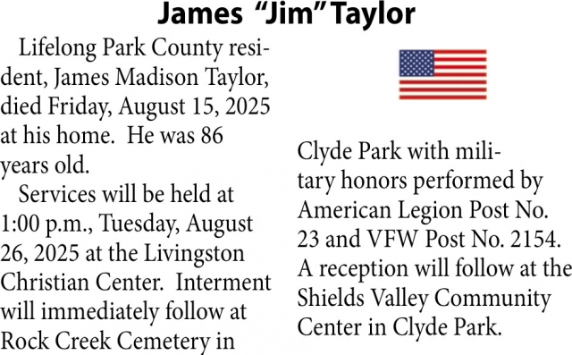 James Taylor, Obituaries, Glendive, MT
