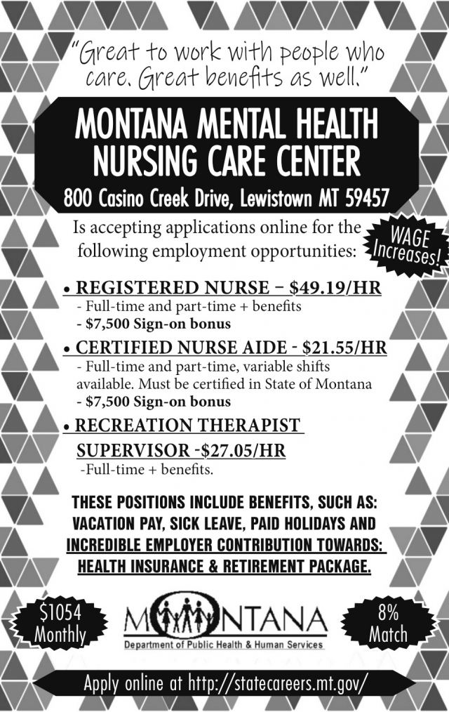 Registered Nurse, Montana Mental Health Nursing Care Center, Lewistown, MT