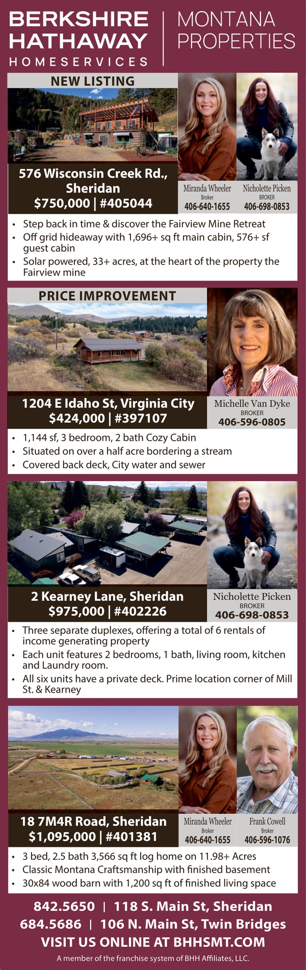 Montana Properties, Michelle Van Dyke / Nicholette Picken / Miranda Wheeler - Berkshire Hathaway HomeServices Montana Properties