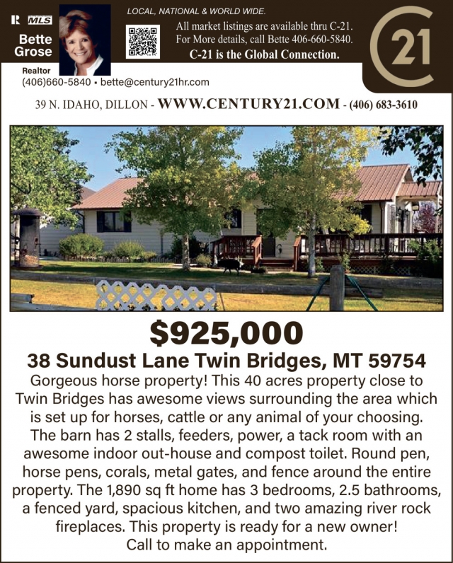 Realtor, Bette Grose - Century 21, Dillon, MT