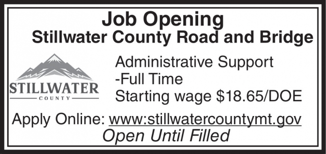 Job Opening, Stillwater County, Columbus, MT