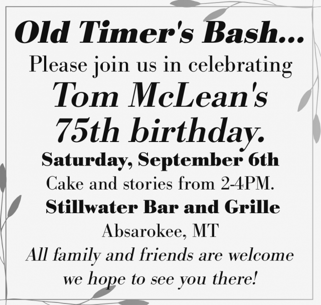 Birthday, Tom McLean's 75th Birthday