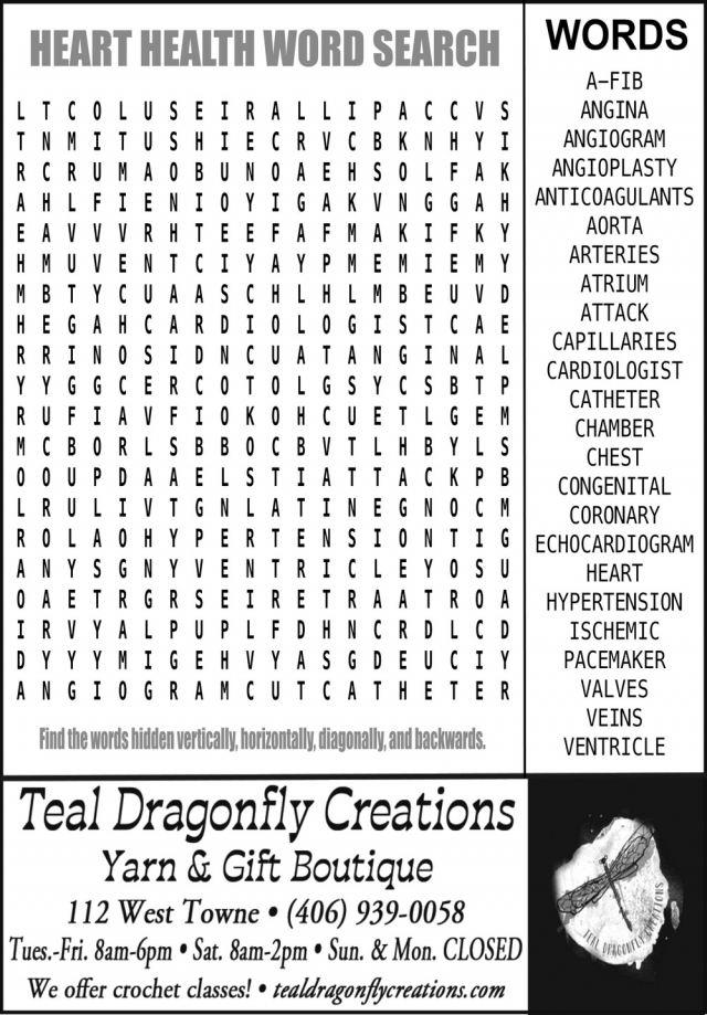 Yarn & Gift Boutique, Teal Dragonfly Creations, Glendive, MT