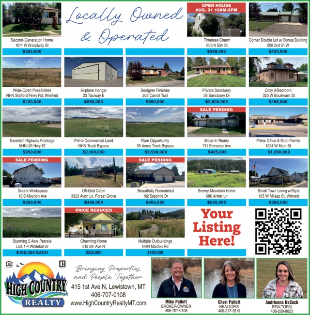 Your Listing Here!, High Country Realty, Lewistown, MT