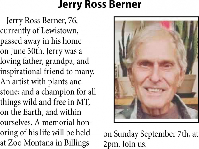 Jerry Ross Berner, Obituaries, Glendive, MT