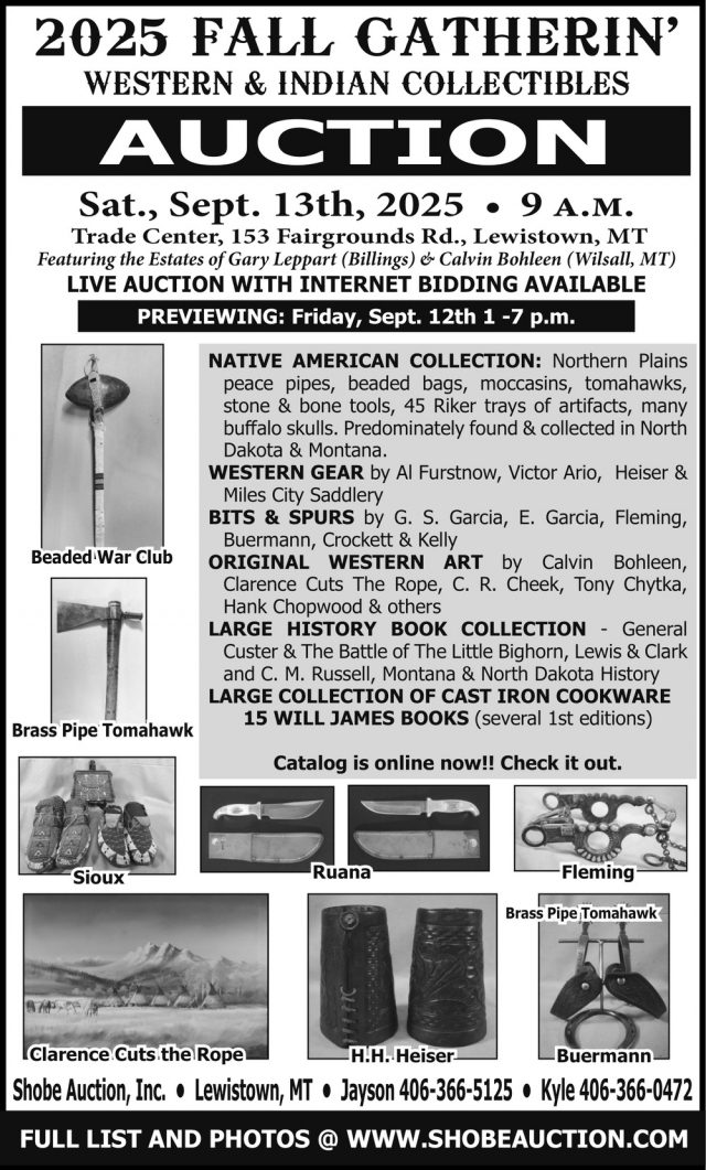 2025 Fall Gatherin, Shobe Auction & Realty, Lewistown, MT