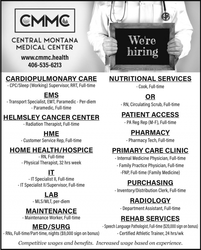 Cardiopulmonary Care, Central Montana Medical Center, Lewistown, MT