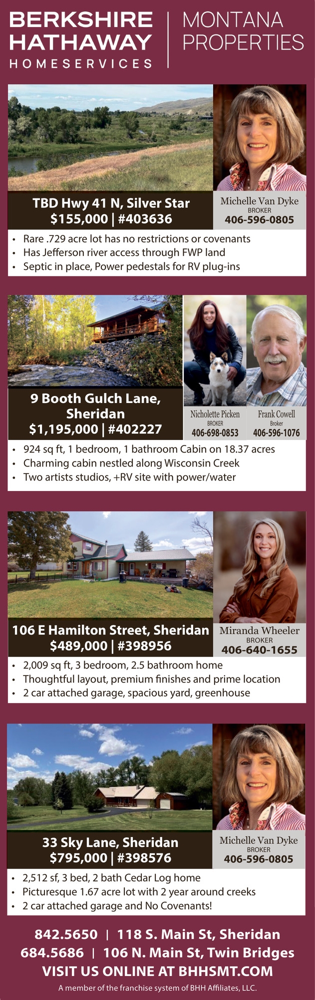 Montana Properties, Michelle Van Dyke / Nicholette Picken / Frank Cowell / Miranda Wheeler - Berkshire Hathaway HomeServices Montana Properties