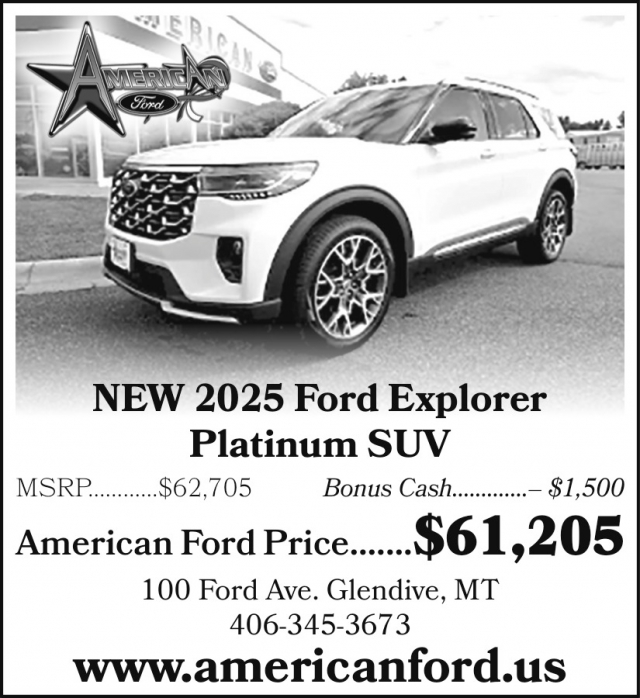 New 2025 Ford Explorer Platinum SUV, American Ford - Glendive, Glendive, MT