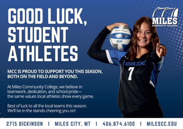 Good Luck, Student Athletes, Miles Community College, Miles City, MT