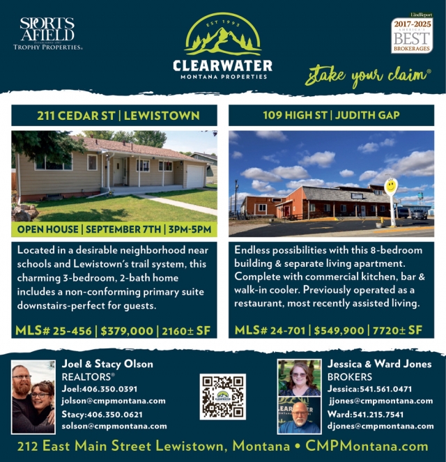 211 Cedar St / Lewistown, Clearwater Montana Properties - Joel & Stacy Olson / Jessica & Ward Jones