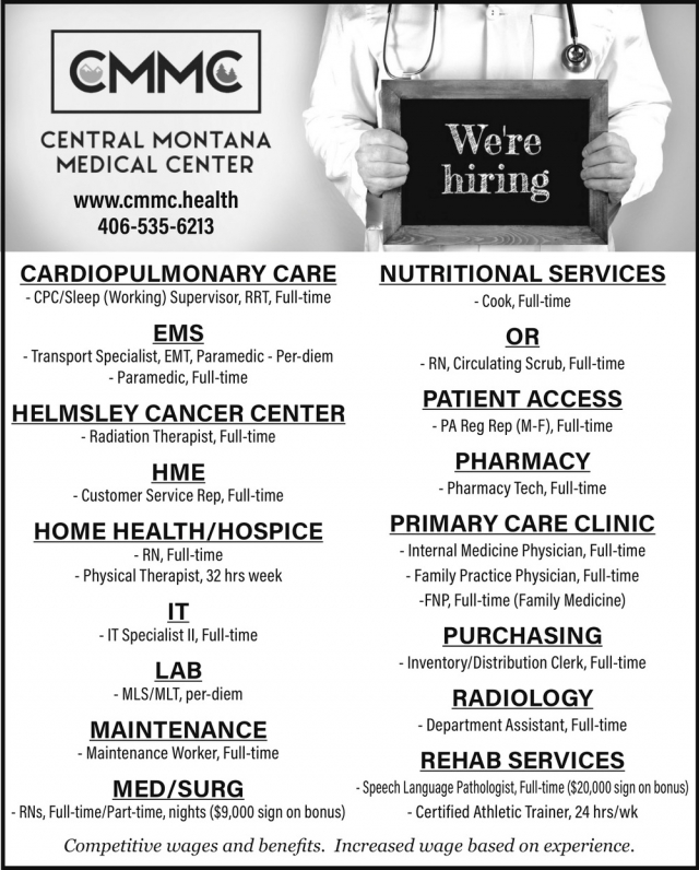 Cardiopulmonary Care, Central Montana Medical Center, Lewistown, MT