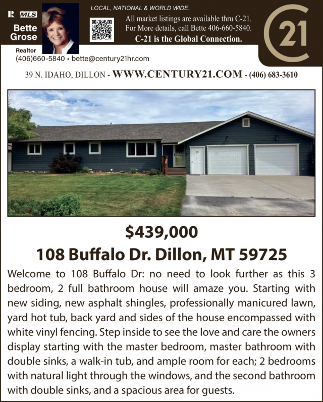 Local National & Worldwide, Bette Grose - Century 21, Dillon, MT