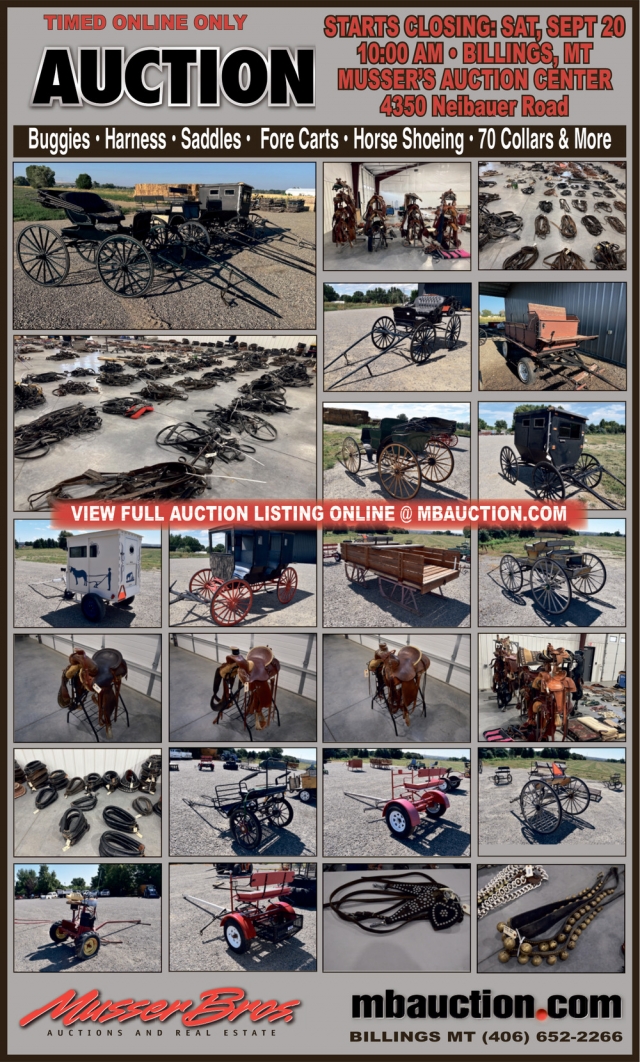 Timed Online Only Auction, Musser Bros Auctions and Real Estate, Billings, MT