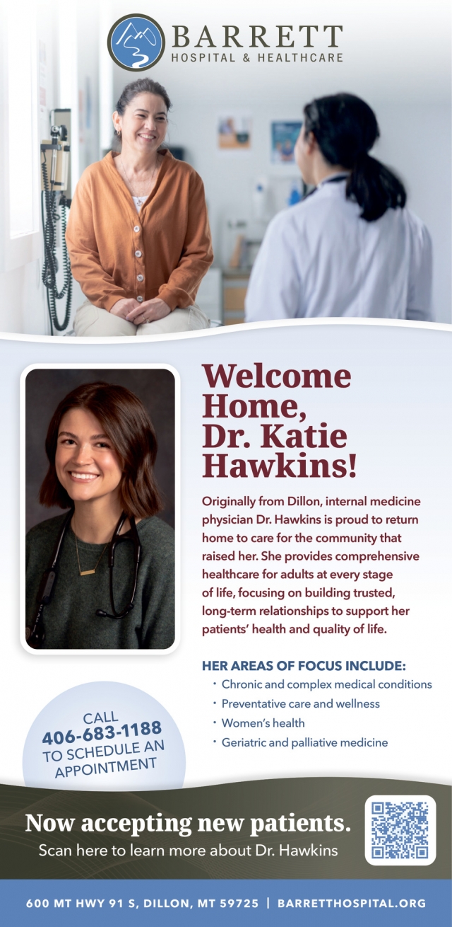 welcome Home, Dr. Katie Hawkins!, Barrett Hospital & Healthcare, Dillon, MT