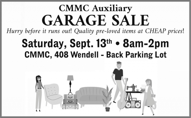 Garage Sale, CMMC Auxiliary Garage Sale (Saturday, Sept. 13th, 2025)