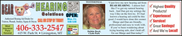 Hearing Solutions, Bear Hearing Solutions, Livingston, MT