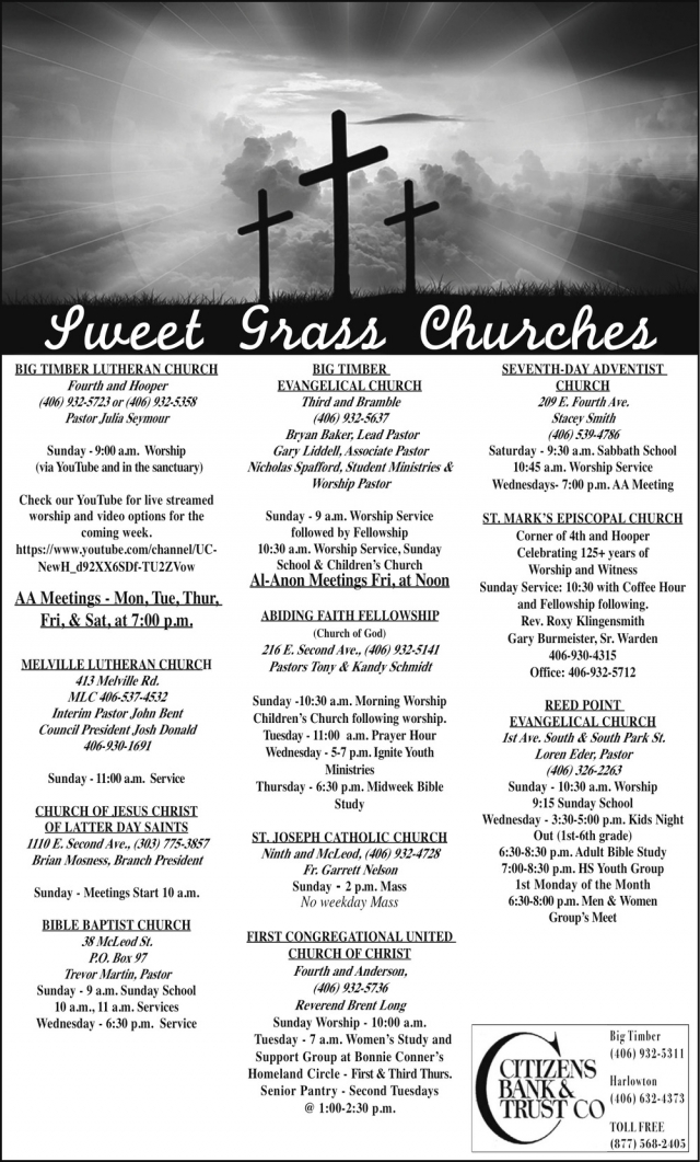 Sweet Grass Churches, Citizens Bank & Trust Co, Big Timber, MT