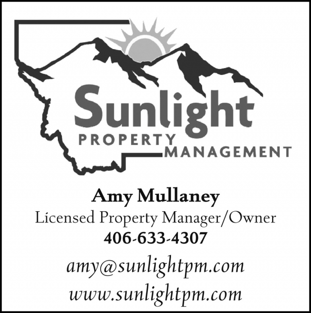 Licensed Property Manager, Sunlight Property Management, Laurel, MT