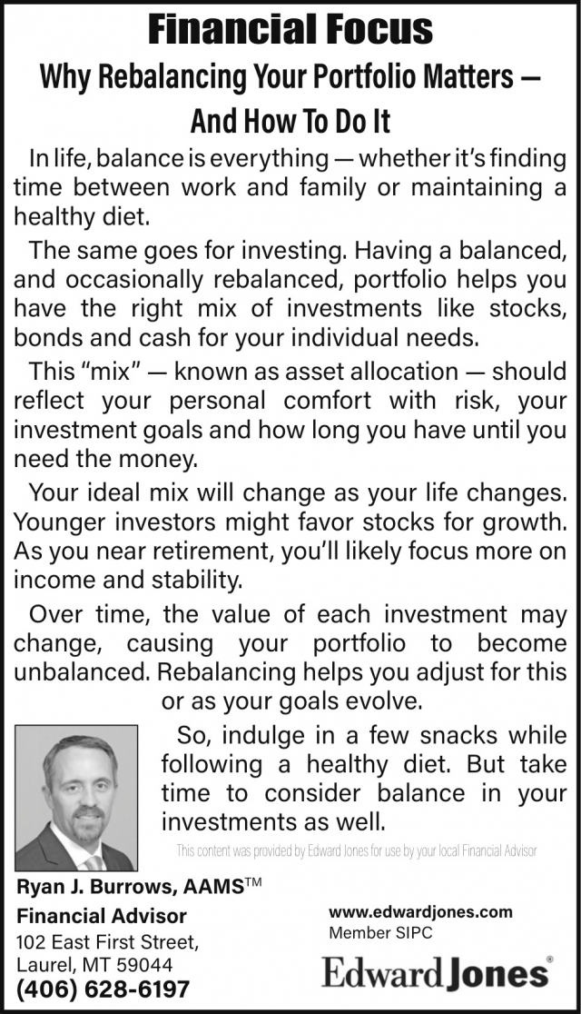 Financial Advisor, Ryan J. Burrows - Edward Jones, Laurel, MT