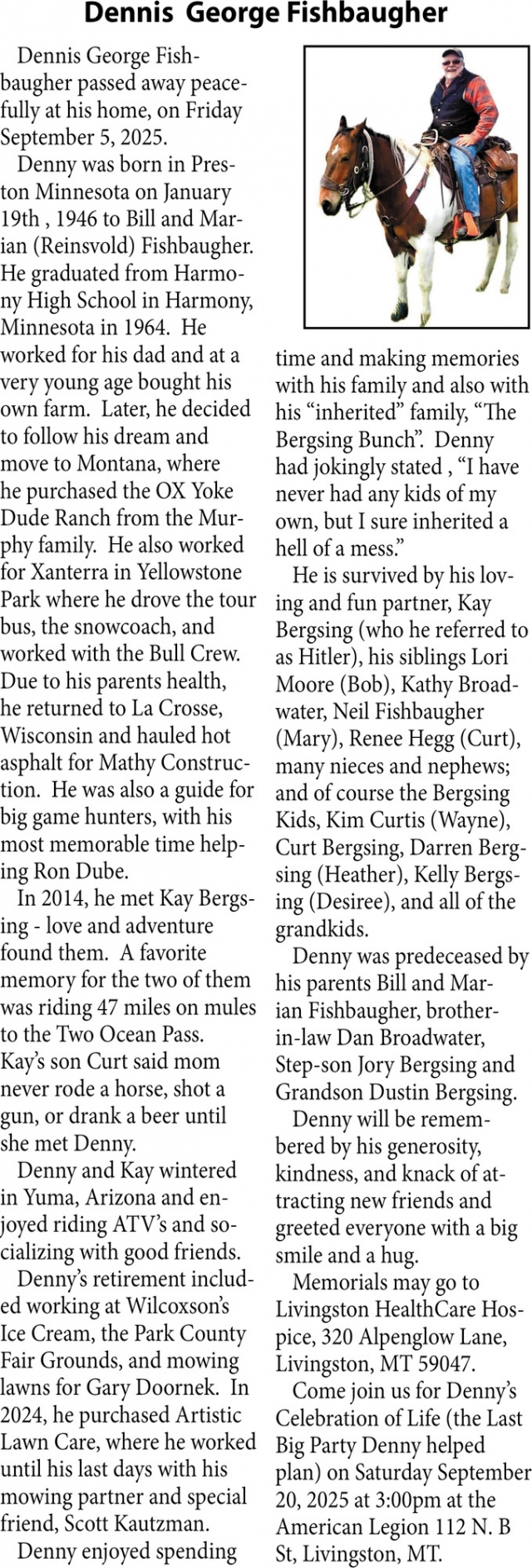 Dennis George Fishbaugher, The Family of Dennis George Fishbaugher