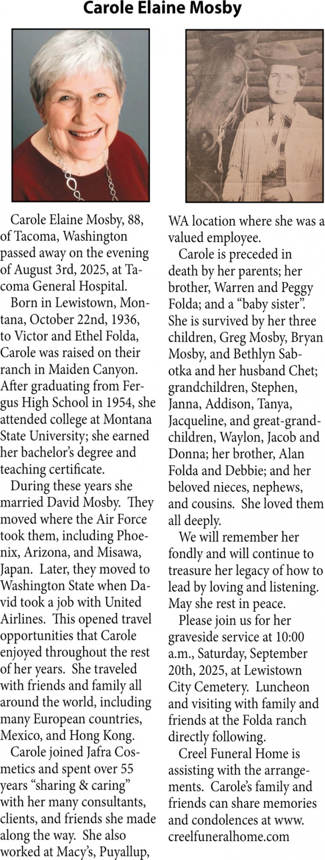 Carole Elaine Mosby, The Family of Carole Elaine Mosby