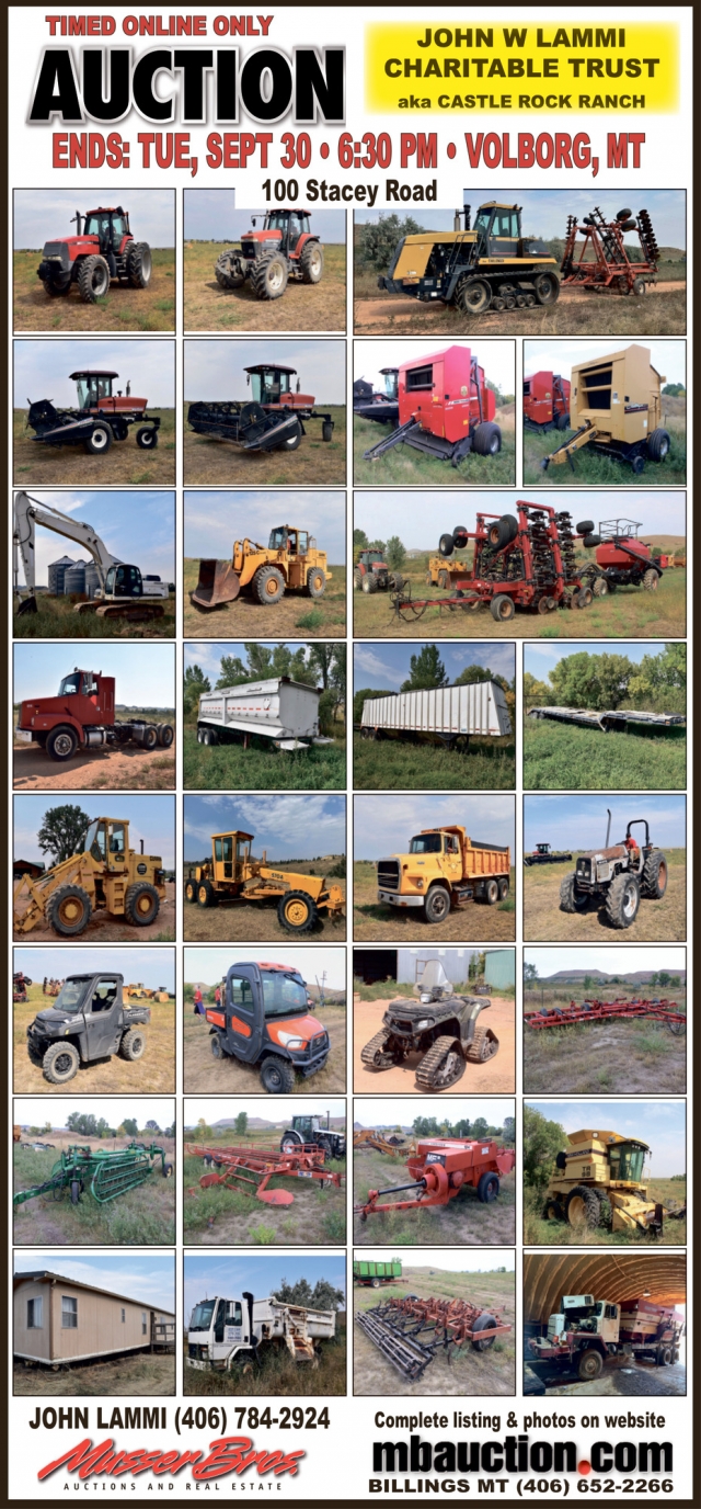 Timed Online Only Auction, Musser Bros Auctions and Real Estate, Billings, MT