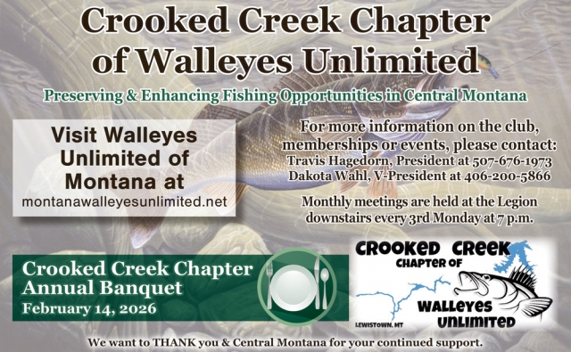 Annual Banquet, Crooked Creek Chapter of Walleyes Unlimited, Lewistown, MT