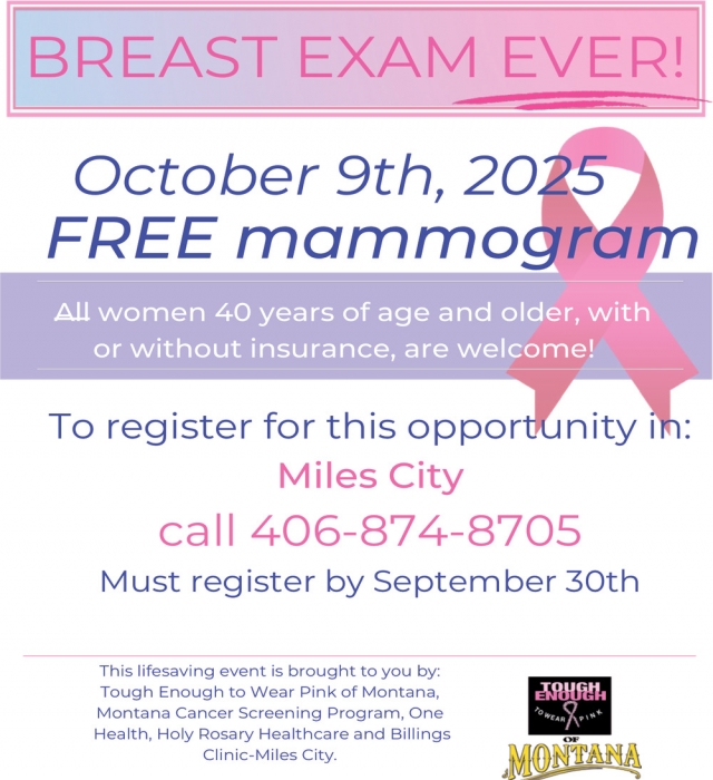 Free Mammogram, Breast Exam Ever (October 9, 2025)