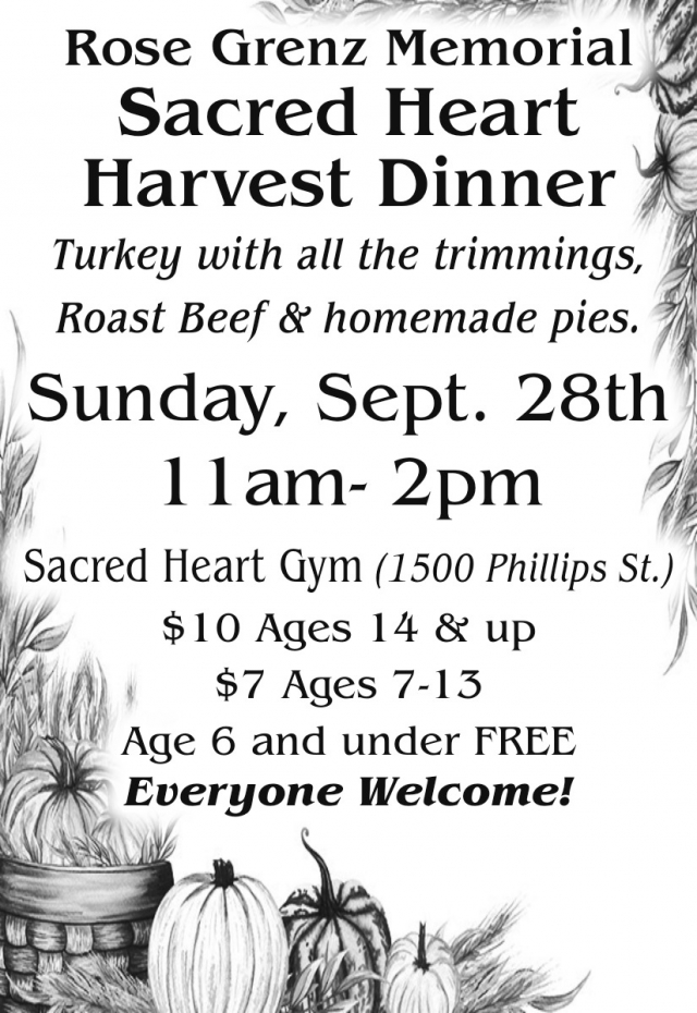 Turkey with All the Trimmings, Rose Grenz Memorial Sacred Heart Harvest Dinner (September 28, 2025)