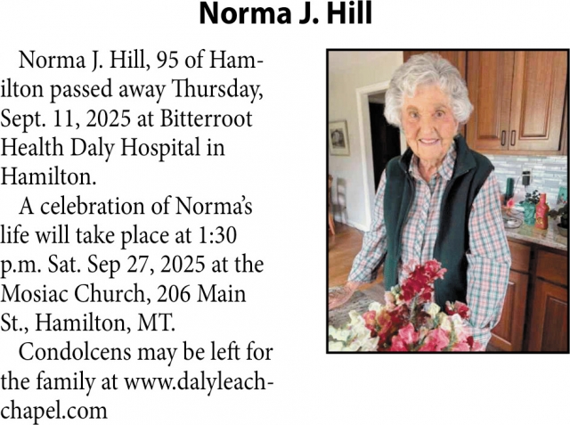 Norma J. Hill, Obituaries, Glendive, MT