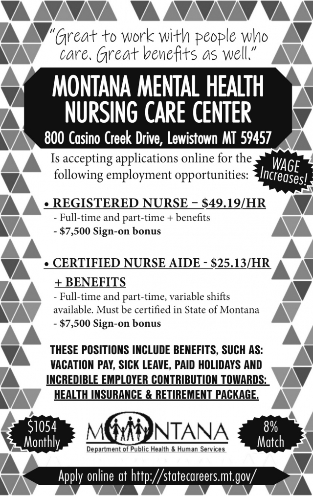 Registered Nurse, Montana Mental Health Nursing Care Center, Lewistown, MT