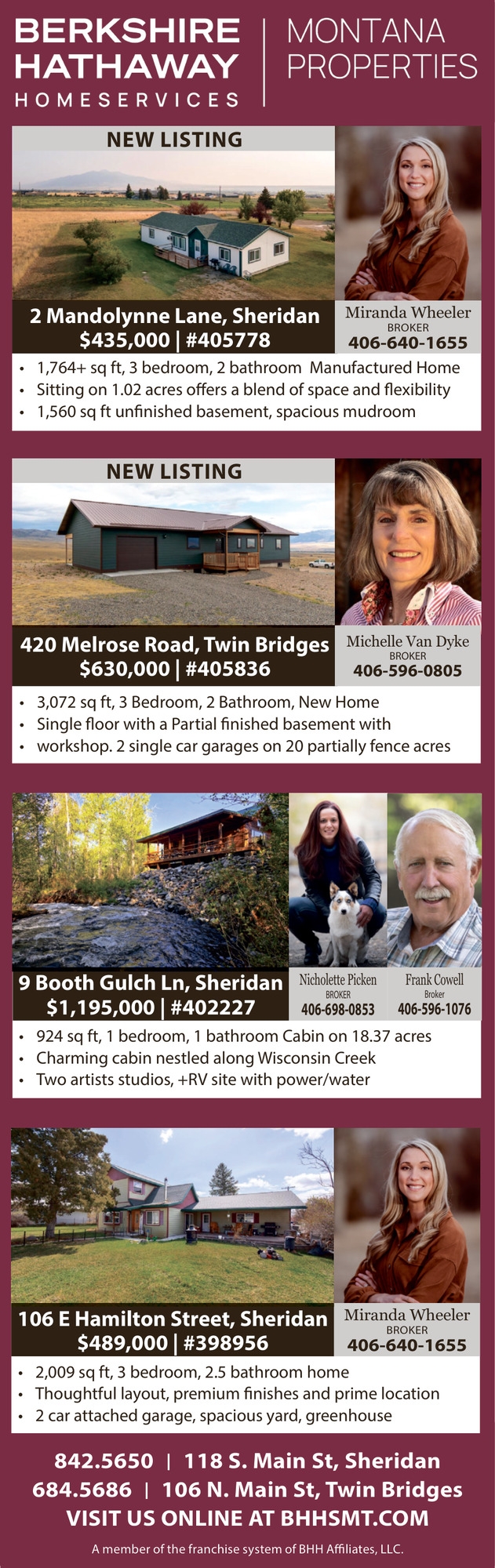 Montana Properties, Michelle Van Dyke / Nicholette Picken / Frank Cowell / Miranda Wheeler - Berkshire Hathaway HomeServices Montana Properties