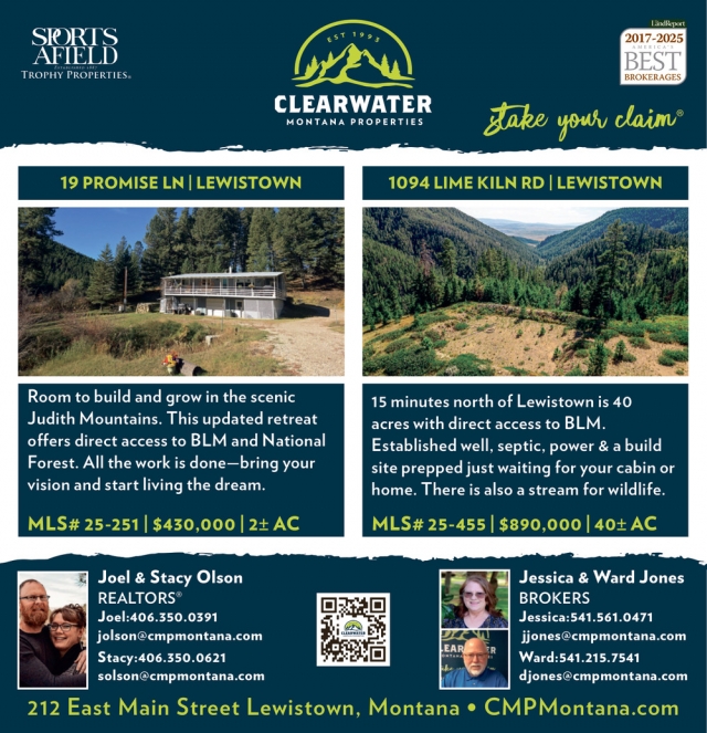 19 Promise Ln / Lewistown, Clearwater Montana Properties - Joel & Stacy Olson / Jessica & Ward Jones