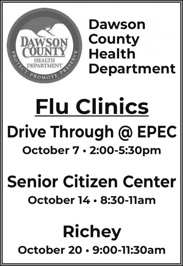 Flu Clinics, Dawson County Health Department, Glendive, MT