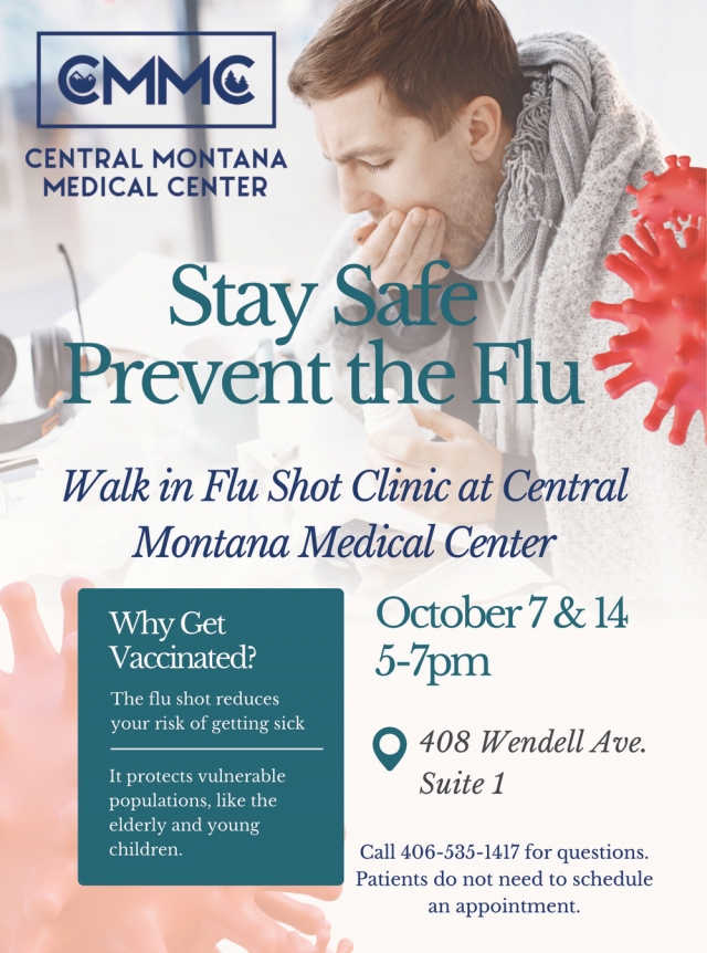 Stay Safe Prevent the Flu, Central Montana Medical Center, Lewistown, MT