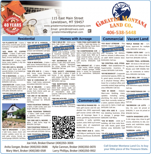 Homes with Acreage, Greater MT Land Company, Lewistown, MT