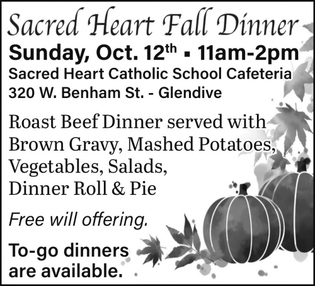 Fall Dinner, Sacred Heart Fall Finner (October 12, 2025)