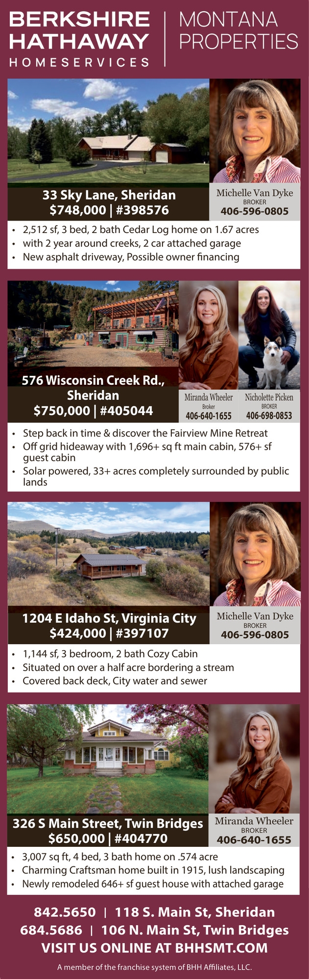 Montana Properties, Michelle Van Dyke / Nicholette Picken / Frank Cowell / Miranda Wheeler - Berkshire Hathaway HomeServices Montana Properties
