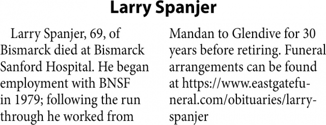 Larry Spanjer, Obituaries, Glendive, MT