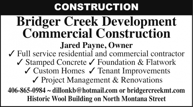 Construction, Bridger Creek Development , Dillon, MT