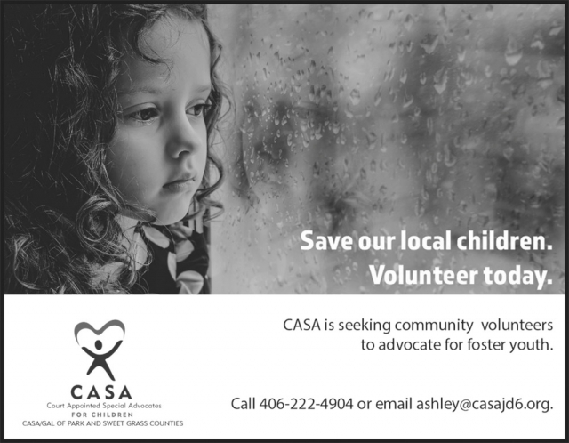Save Our Local Children. Volunteer Today., CASA - Court Appointed Special Advocates, Livingston, MT