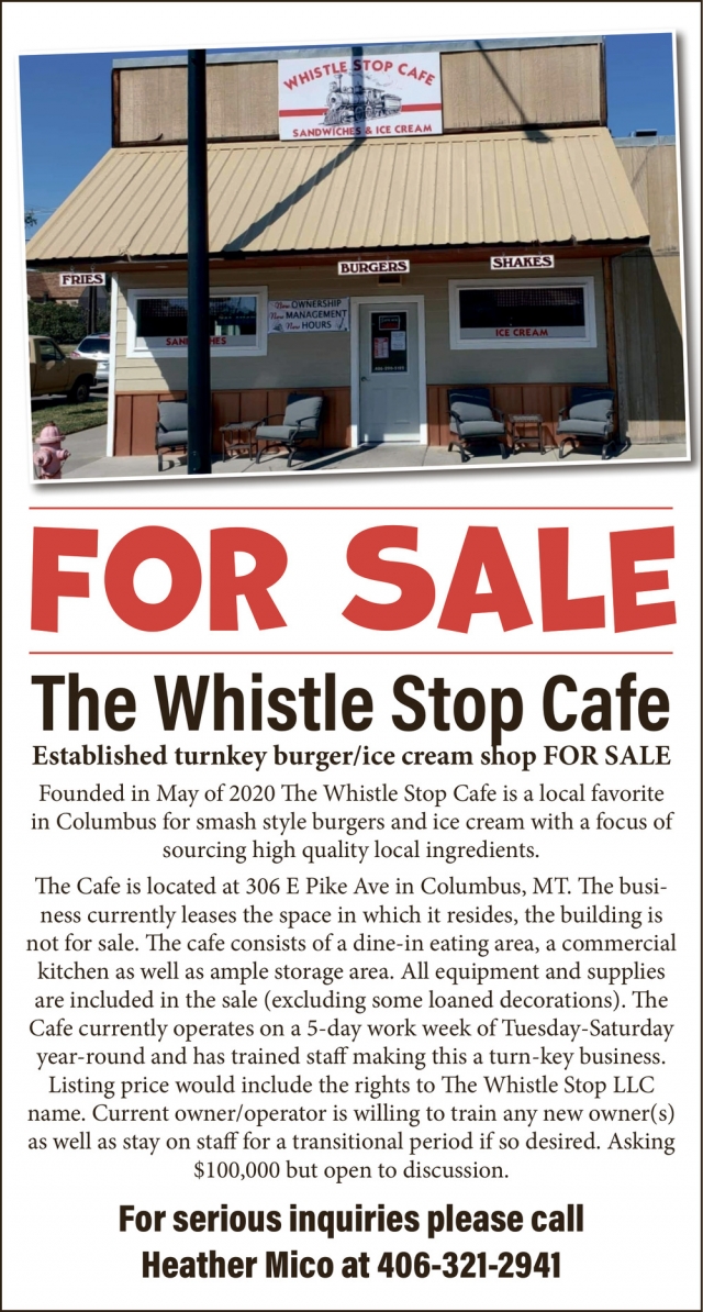 For Sale, Whistle Stop Cafe