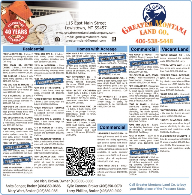 Homes with Acreage, Greater MT Land Company, Lewistown, MT