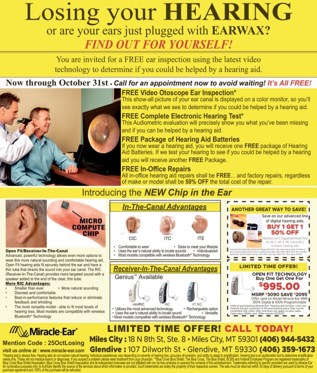 Losing Your Hearing,  Miracle-Ear / Miles City - Glendive, Glendive, MT