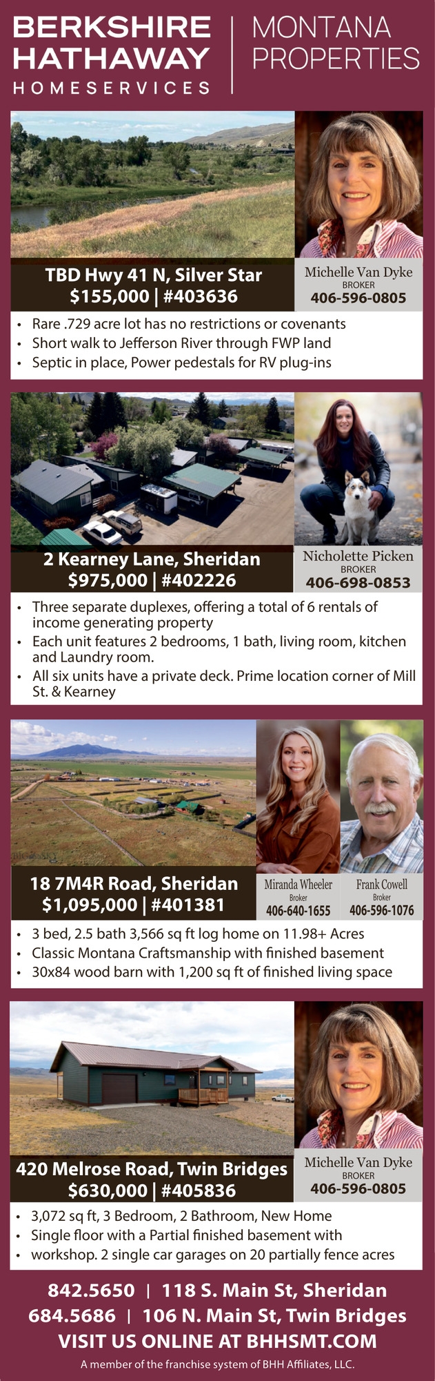 Montana Properties, Michelle Van Dyke / Nicholette Picken / Frank Cowell / Miranda Wheeler - Berkshire Hathaway HomeServices Montana Properties