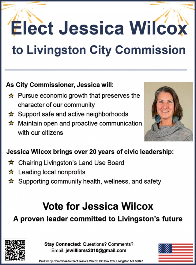Elect Jessica Wilcox to Livingston City Commission, Jessica Wilcox