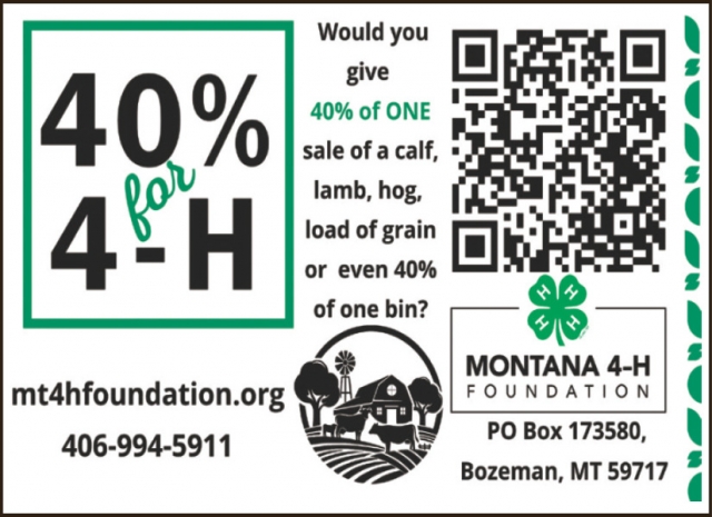 40% for 4-H, Montana 4-H Foundation