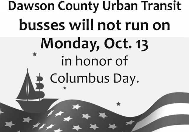 Busses Will Not Run on October 13, Dawson Urban Transportation, Glendive, MT