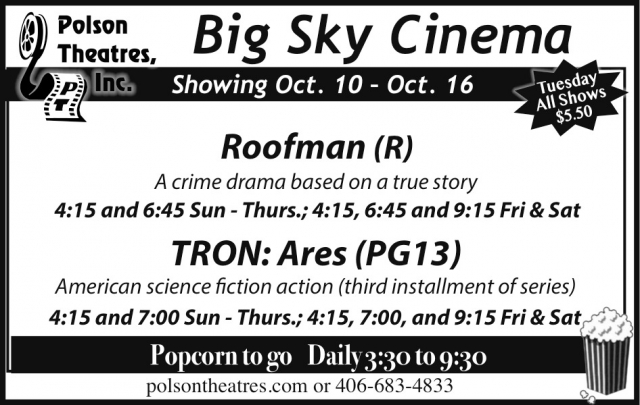 Roofman (R), Polson Theatres, Inc - Big Sky Cinema, Dillon, MT